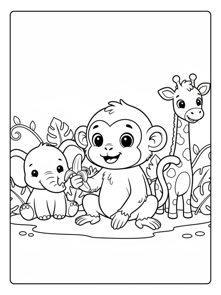 Monkey Coloring Pages – Monkey with Friends Monkey Coloring Pages – Monkey with Friends