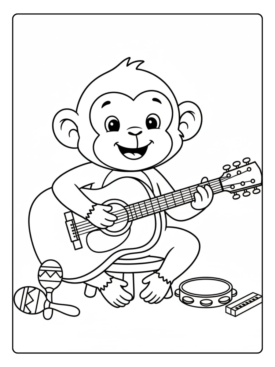 Monkey Coloring Pages – Musical Monkey Monkey Coloring Pages – Musical Monkey