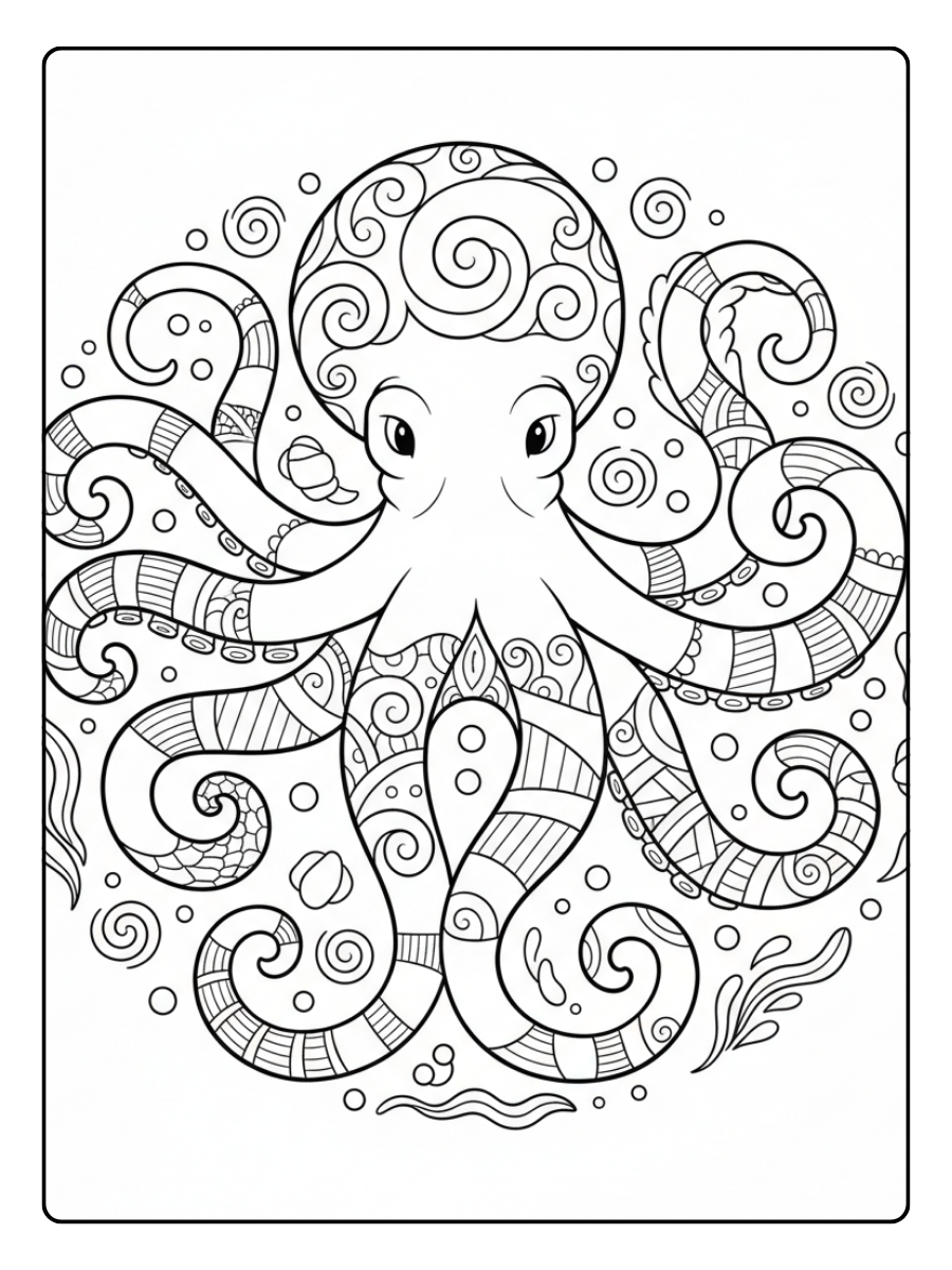 Octopus Coloring Pages – Decorative Octopus Pattern