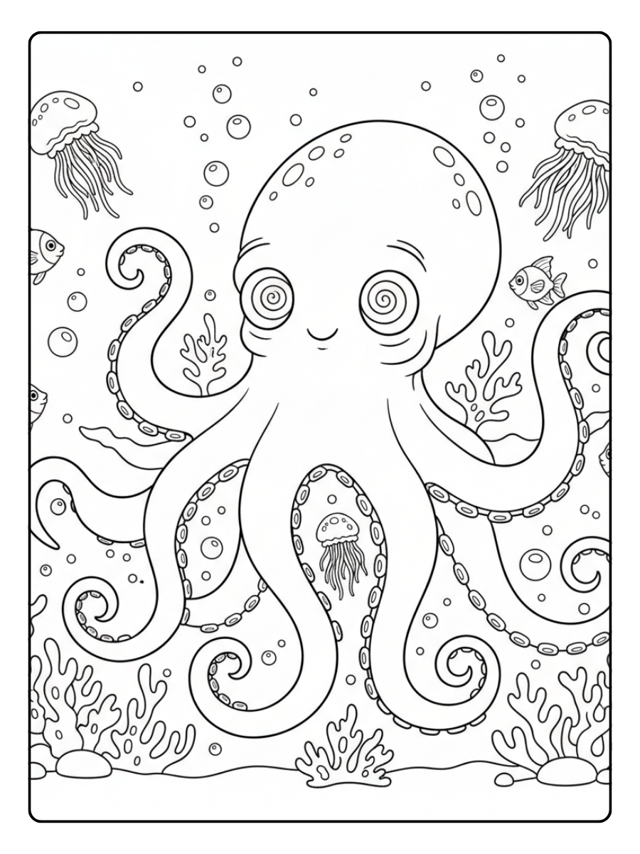 Octopus Coloring Pages – Deep Sea Octopus