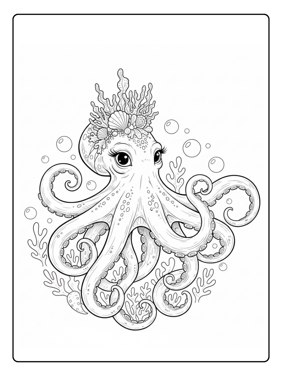 Octopus Coloring Pages – Octopus Fantasy Style