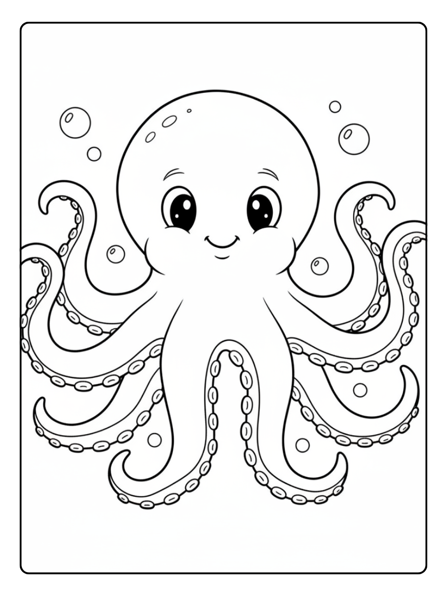 Octopus Coloring Pages – Octopus Line Drawing