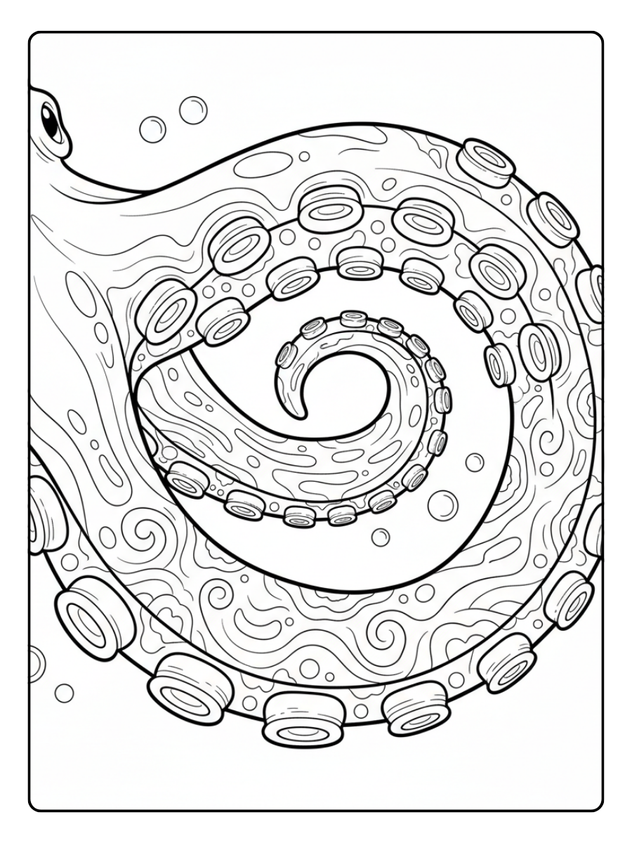 Octopus Coloring Pages – Octopus Tentacle Detail