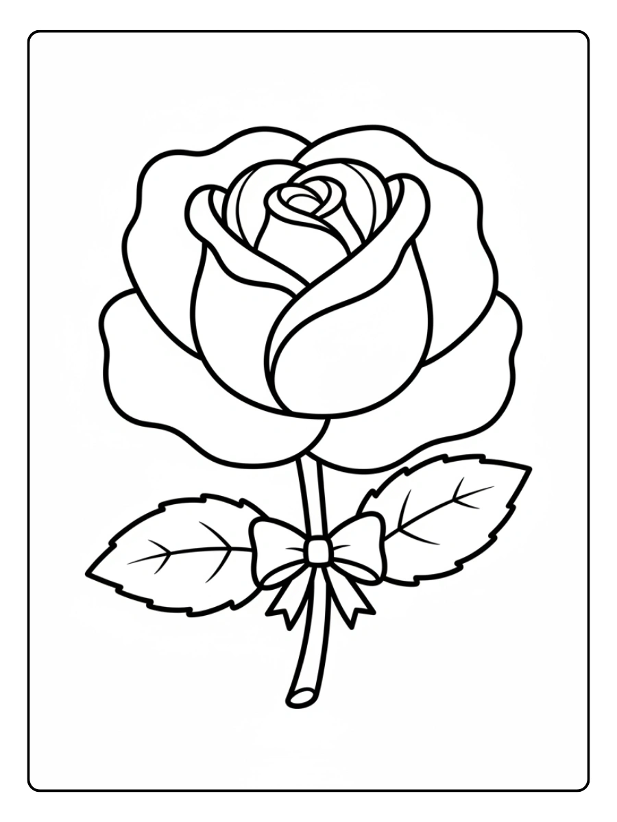Roses Coloring Pages – Cute Rose Illustration
