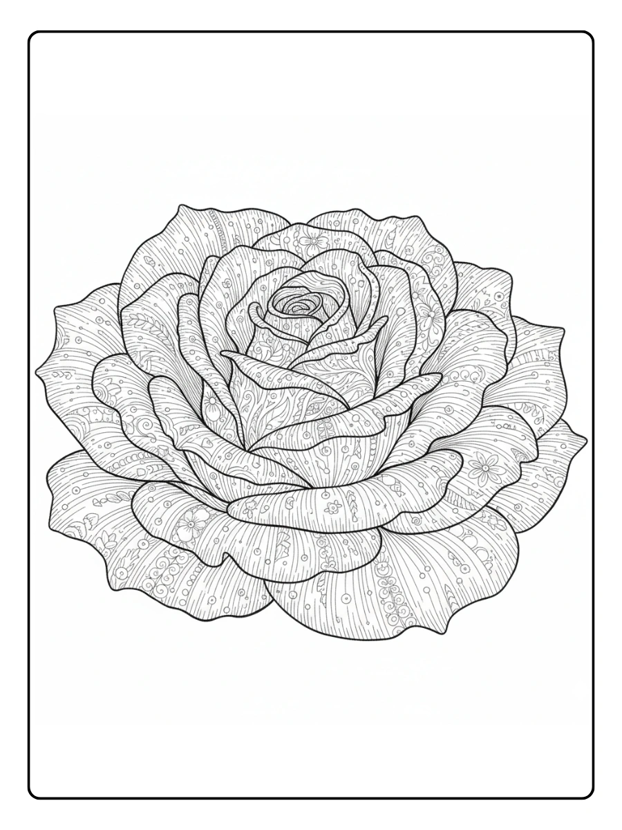 Roses Coloring Pages – Detailed Rose Petals