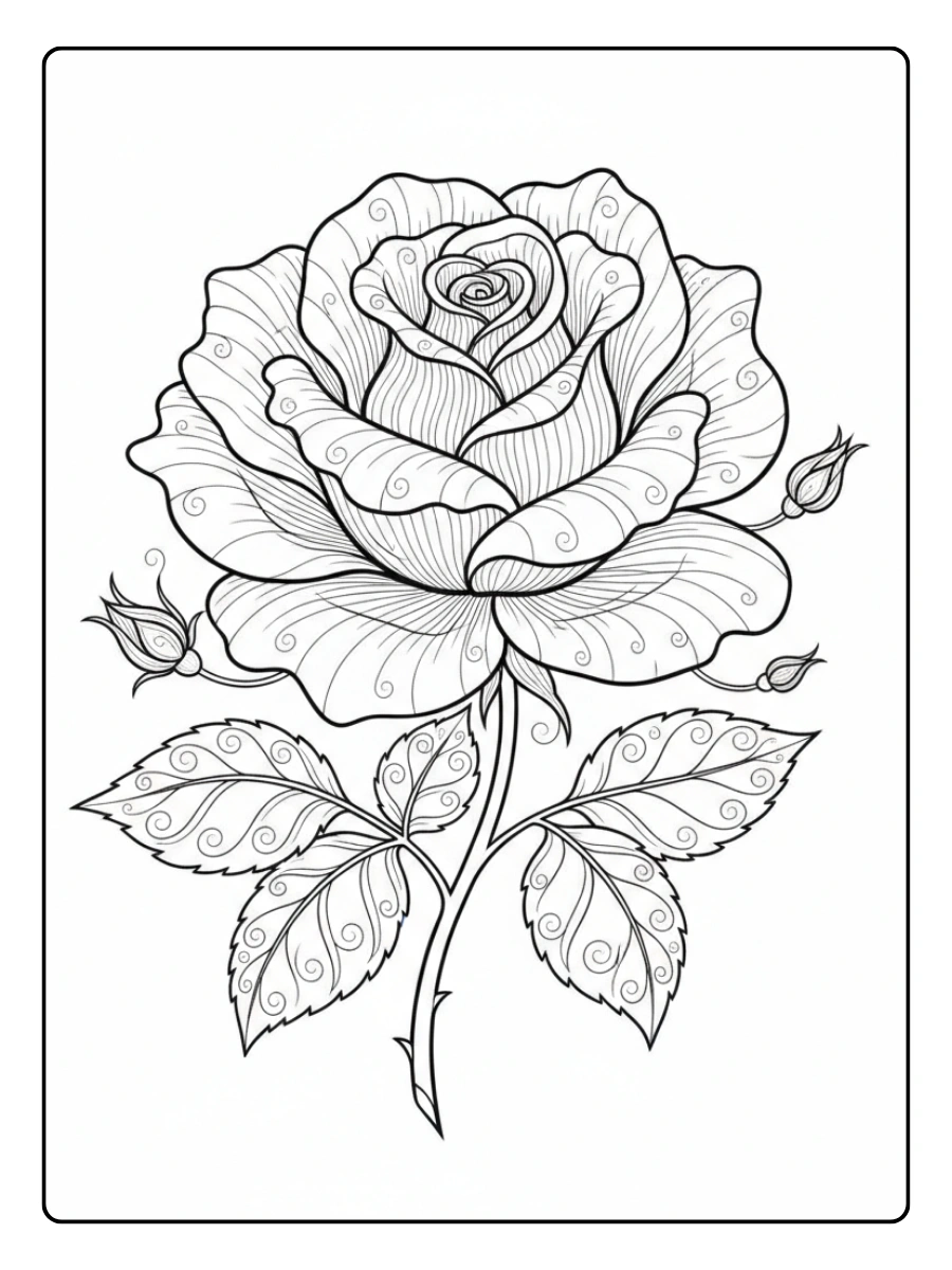 Roses Coloring Pages – Elegant Rose Design