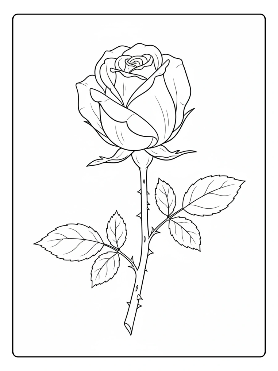 Roses Coloring Pages – Rose Bud