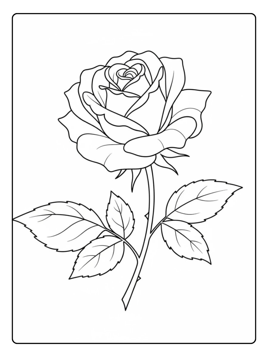 Roses Coloring Pages – Rose Line Art
