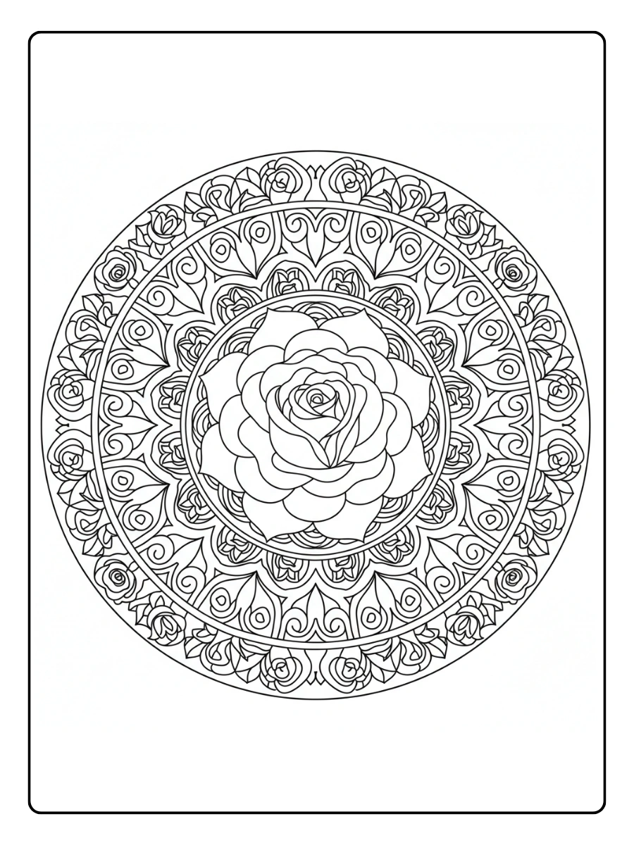 Roses Coloring Pages – Rose Mandala