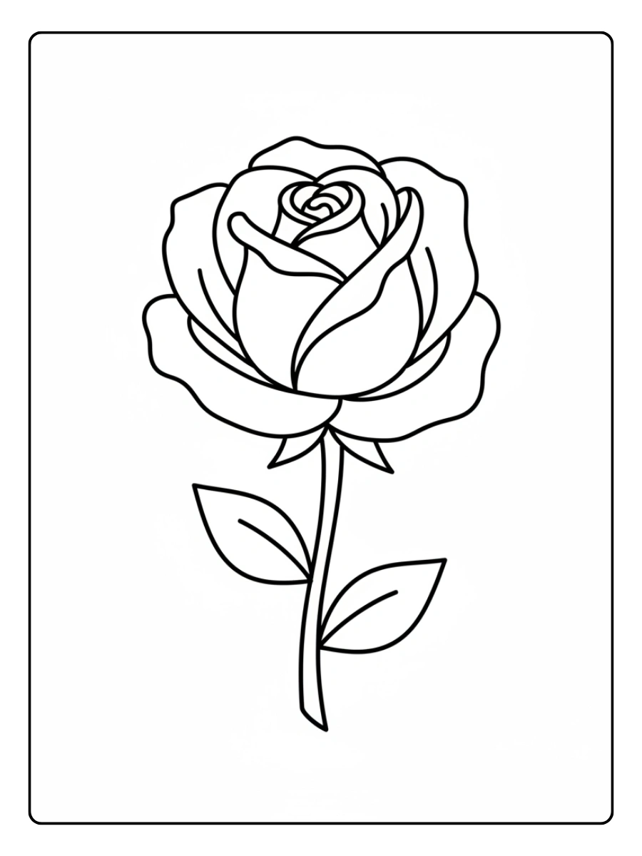 Roses Coloring Pages – Simple Rose Outline