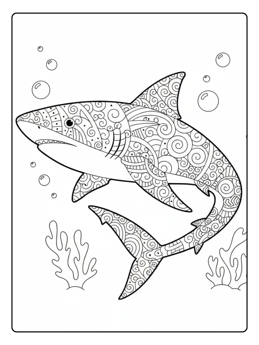 Shark Coloring Pages – Decorative Shark