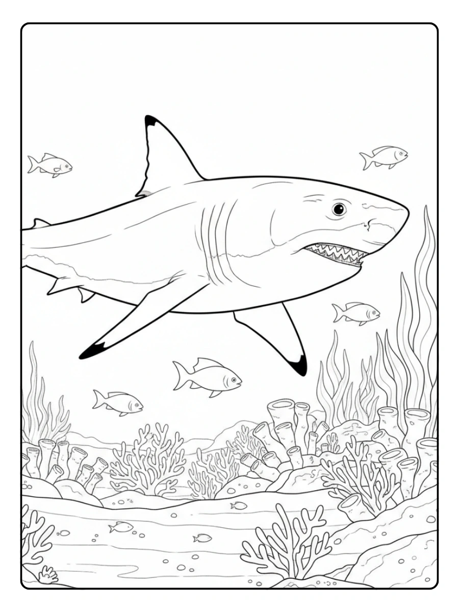Shark Coloring Pages – Realistic Shark