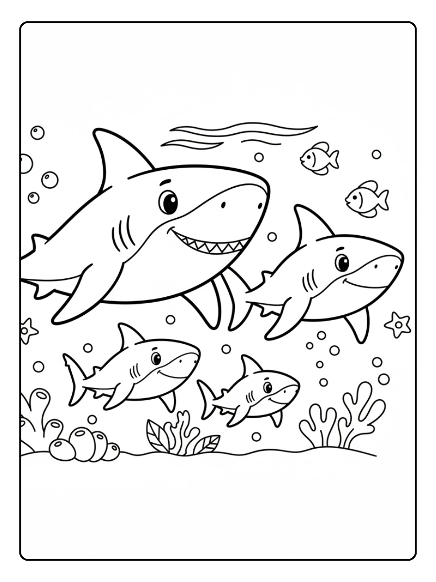 Shark Coloring Pages – Shark Family
