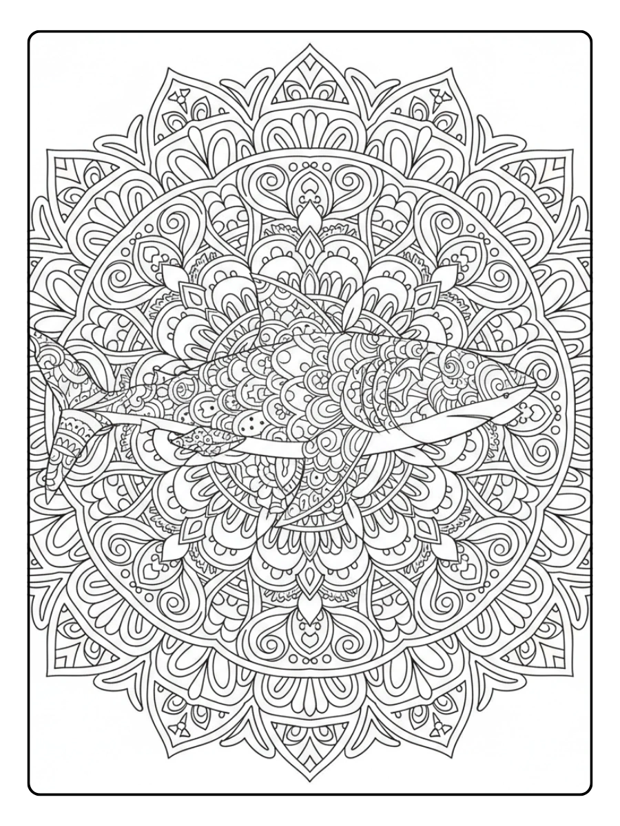 Shark Coloring Pages – Shark Mandala