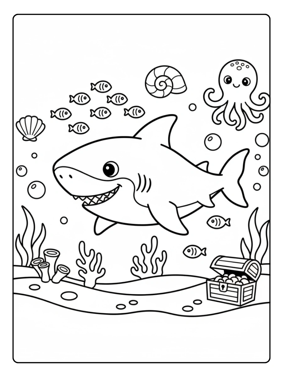 Shark Coloring Pages – Shark and Sea Life
