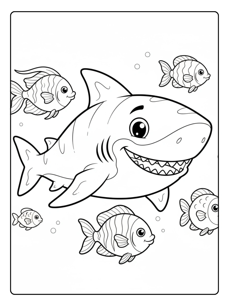 Shark Coloring Pages – Shark with Fish
