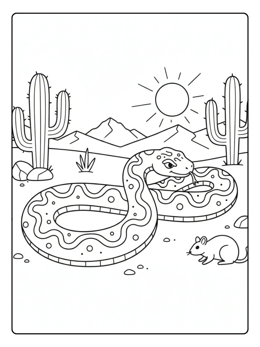 Snake Coloring Pages – Desert Snake Scene