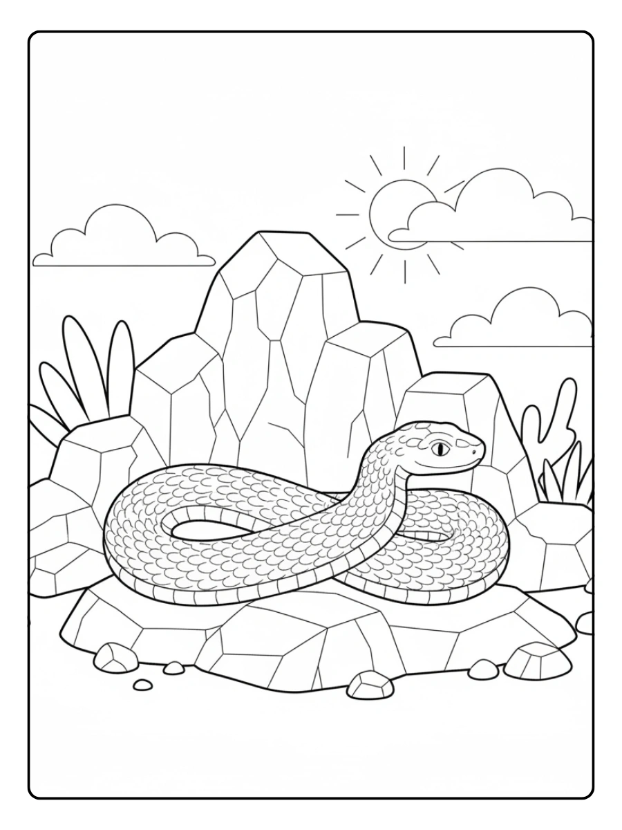 Snake Coloring Pages – Snake Rocky Habitat