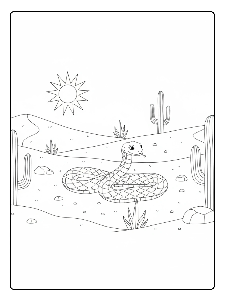 Snake Coloring Pages – Snake in Desert
