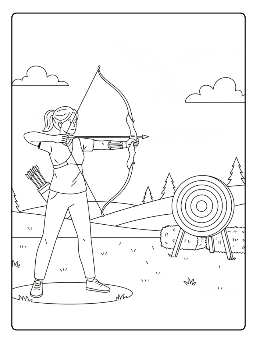 Sports Coloring Pages – Archery Sports Coloring Pages – Archery