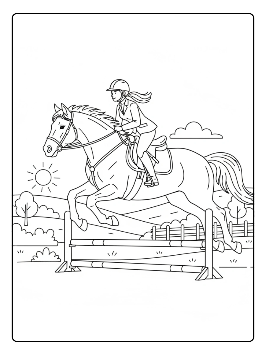 Sports Coloring Pages – Horse Riding Sports Coloring Pages – Horse Riding