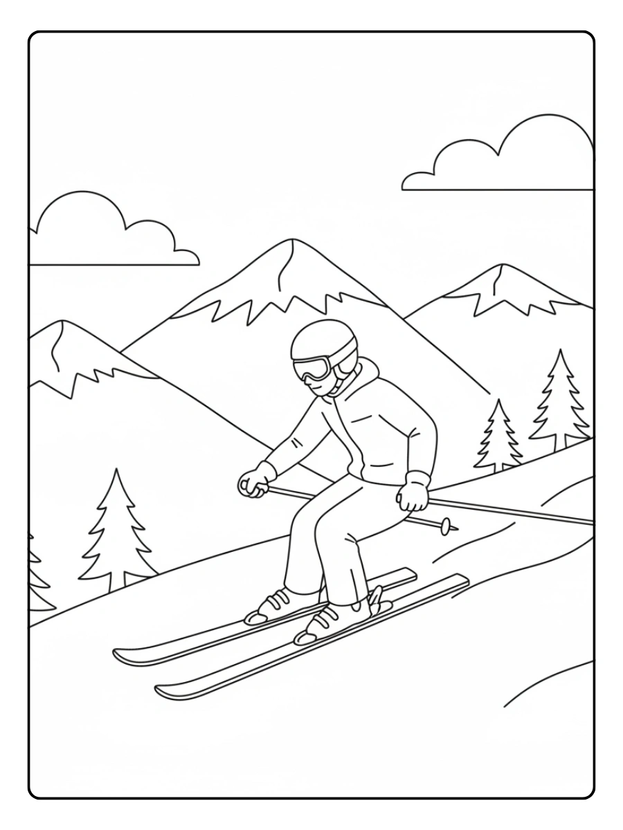 Sports Coloring Pages – Skiing Sports Coloring Pages – Skiing