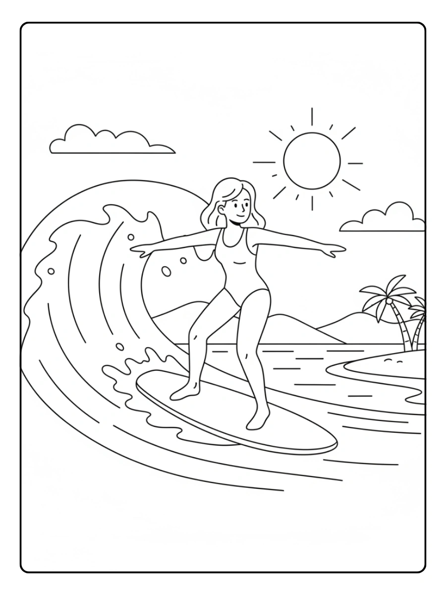 Sports Coloring Pages – Surfing Sports Coloring Pages – Surfing