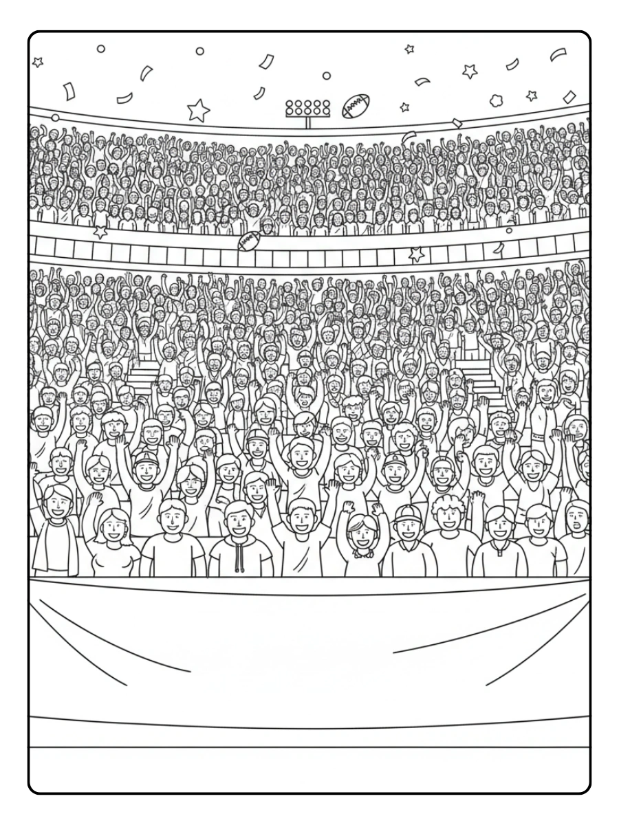 Super Bowl Coloring Pages – Crowd in Stadium