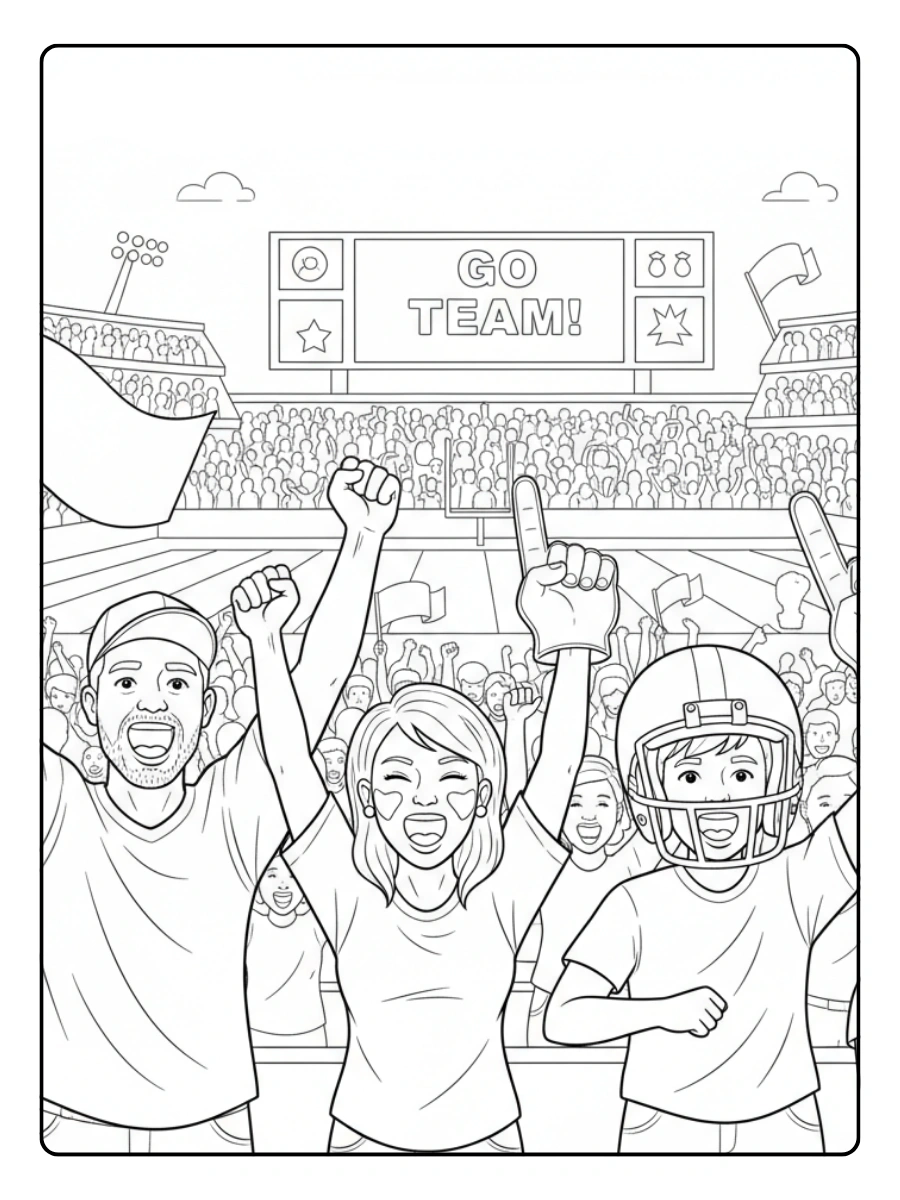 Super Bowl Coloring Pages – Football Fans Cheering