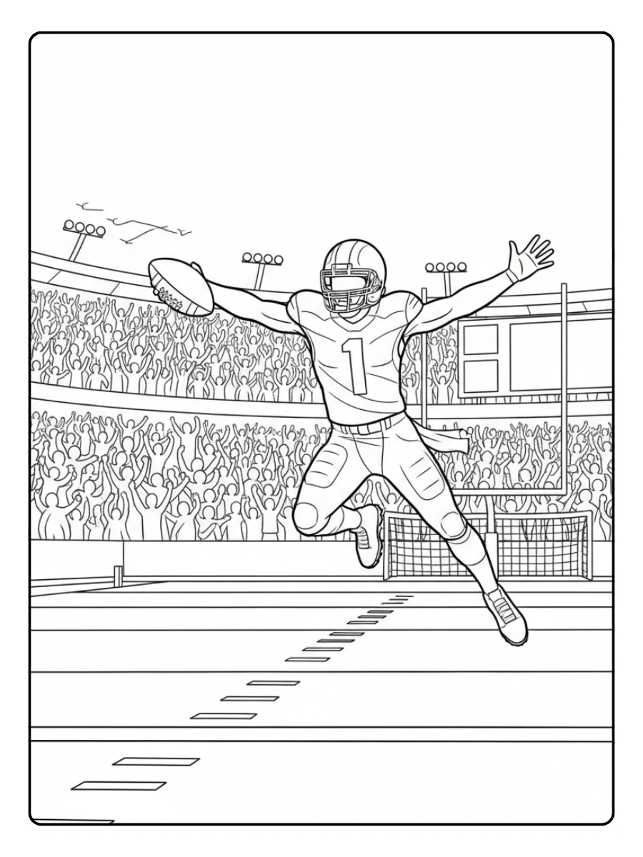 Super Bowl Coloring Pages – Football Touchdown Scene