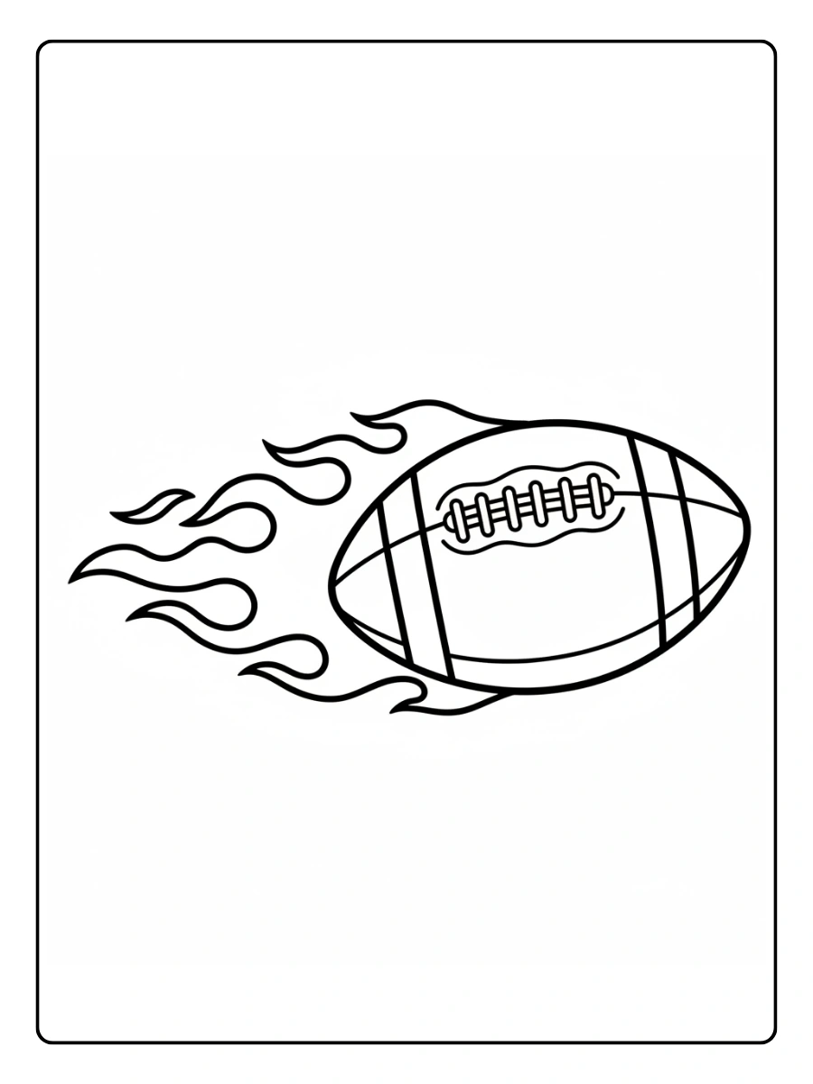 Super Bowl Coloring Pages – Football with Flames
