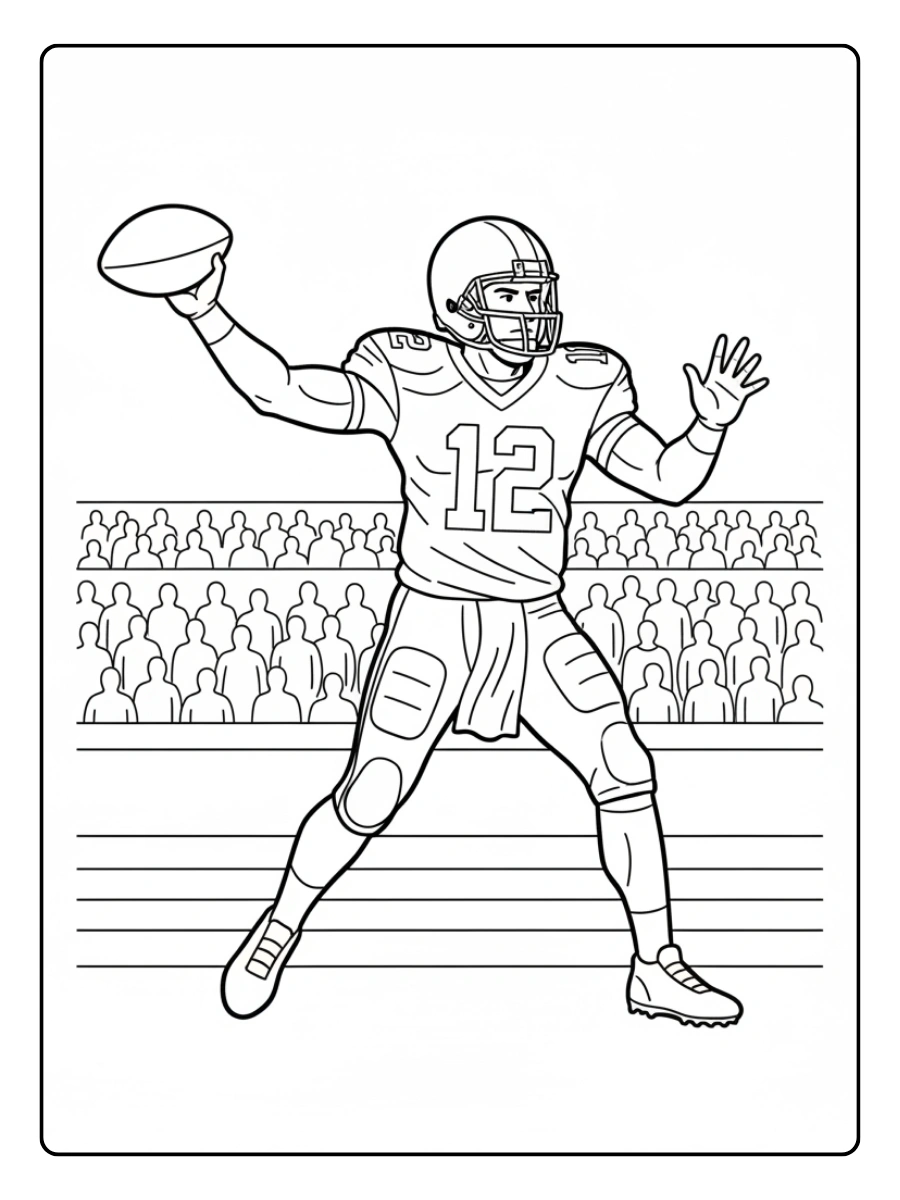 Super Bowl Coloring Pages – Quarterback Throwing Pass