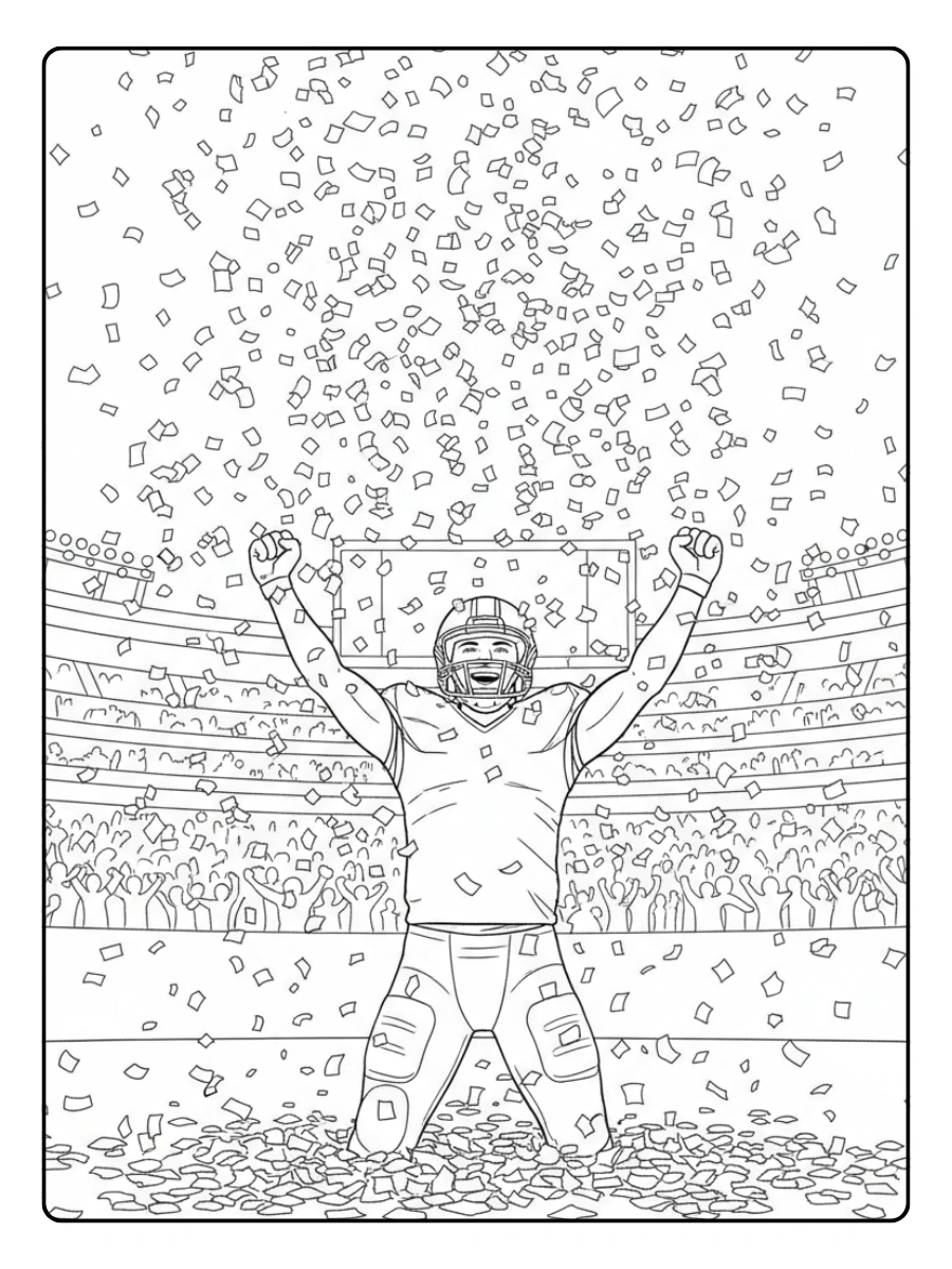 Super Bowl Coloring Pages – Super Bowl Confetti Scene