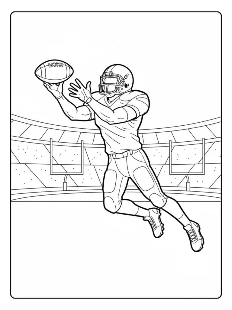 Super Bowl Coloring Pages – Wide Receiver Catch