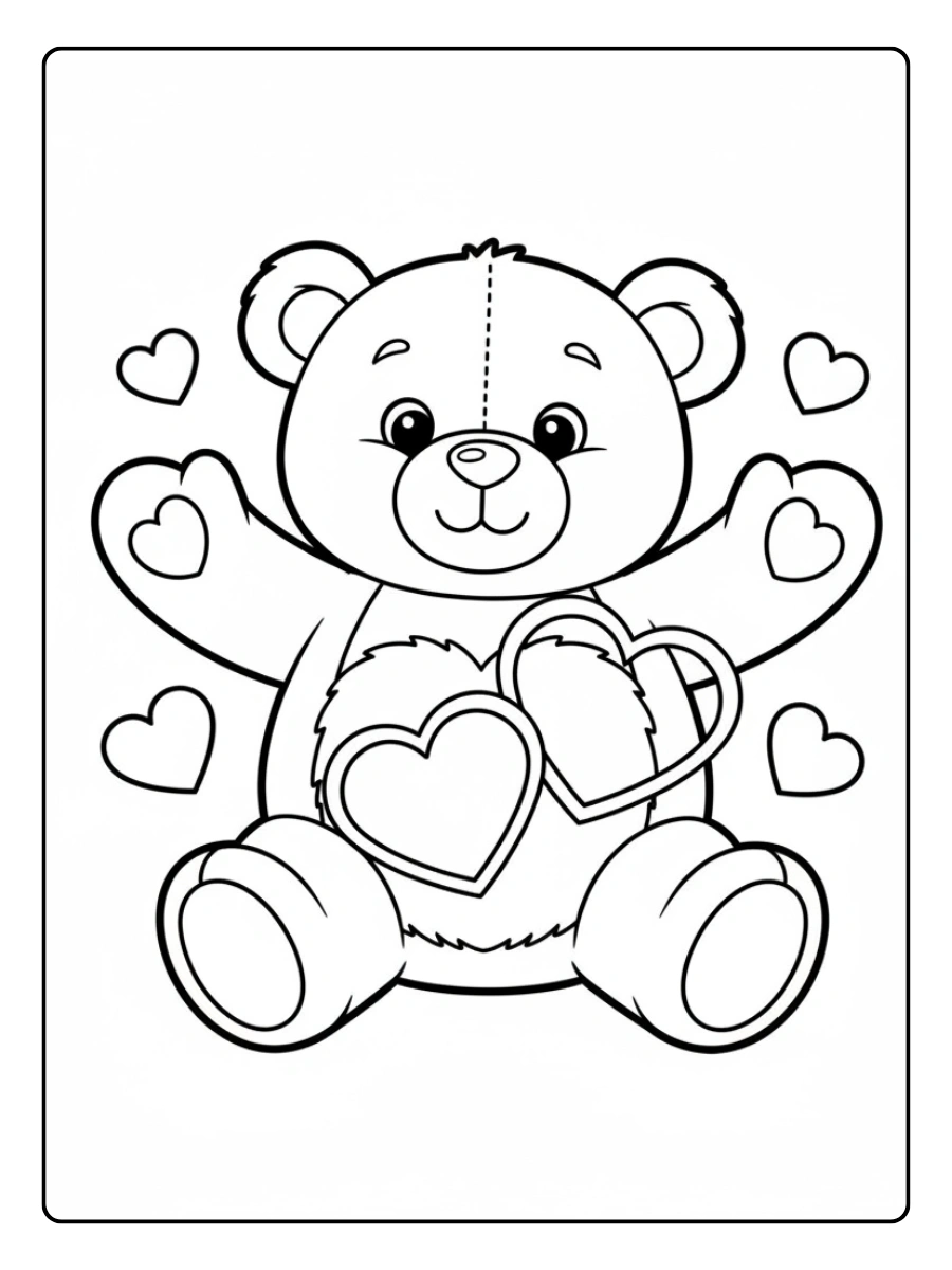 Teddy Bear Valentine Coloring Pages – Teddy Bear Giving a Hug