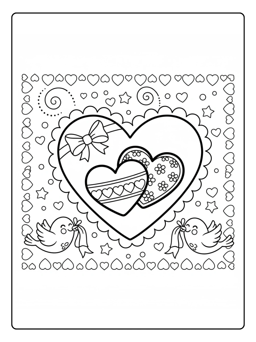 Valentine Cards Coloring Pages – Cute Heart Card Valentine Cards Coloring Pages – Cute Heart Card