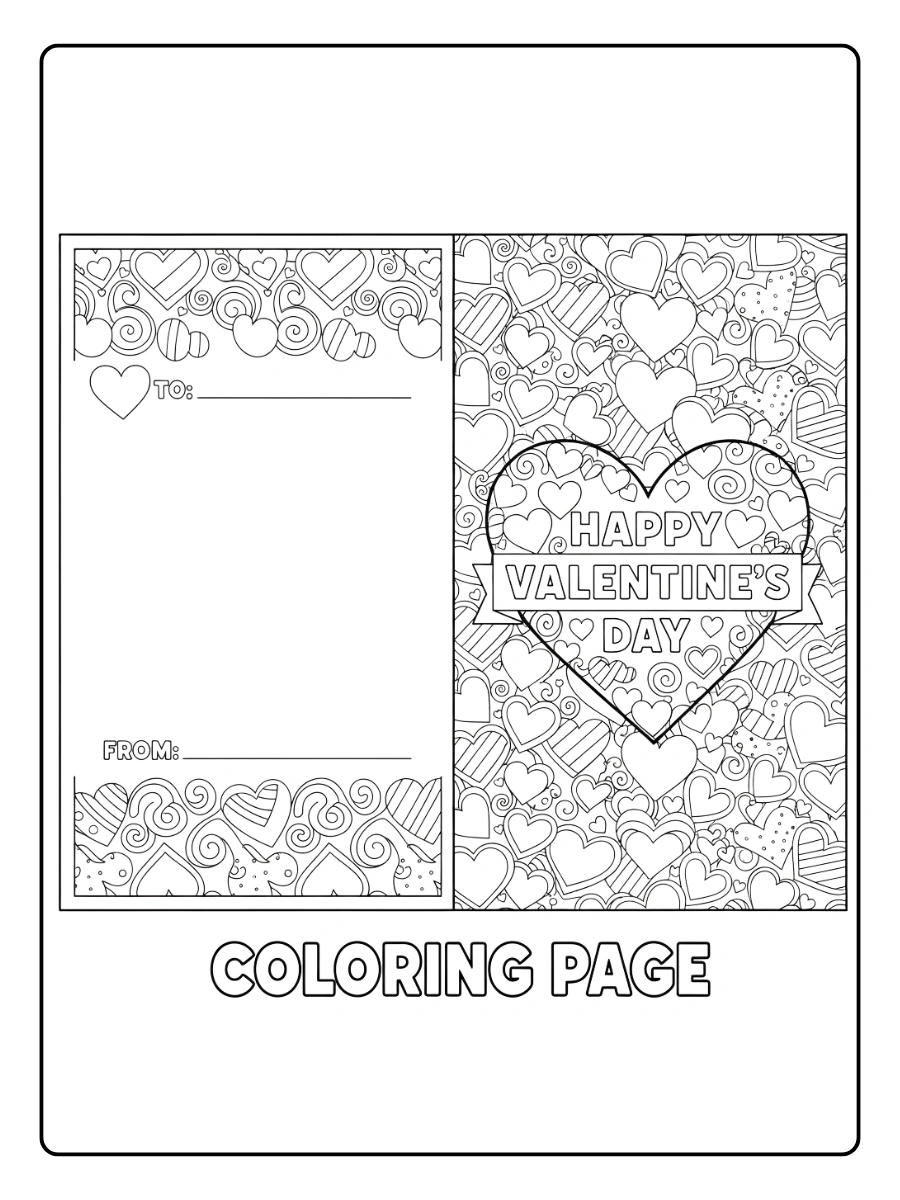 Valentine Cards Coloring Pages – Heart Pattern Card Valentine Cards Coloring Pages – Heart Pattern Card