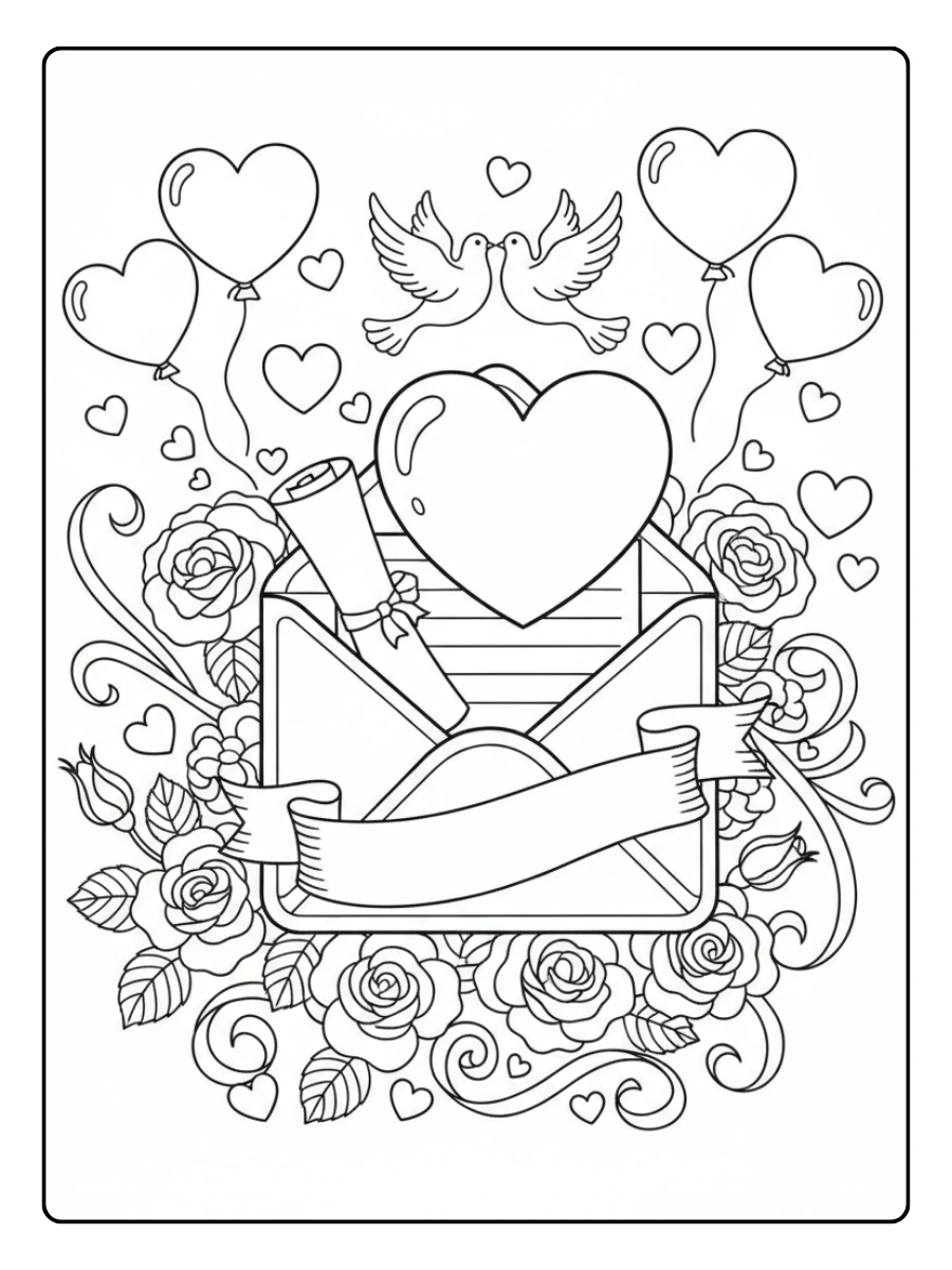 Valentine Cards Coloring Pages – Love Message Card Valentine Cards Coloring Pages – Love Message Card