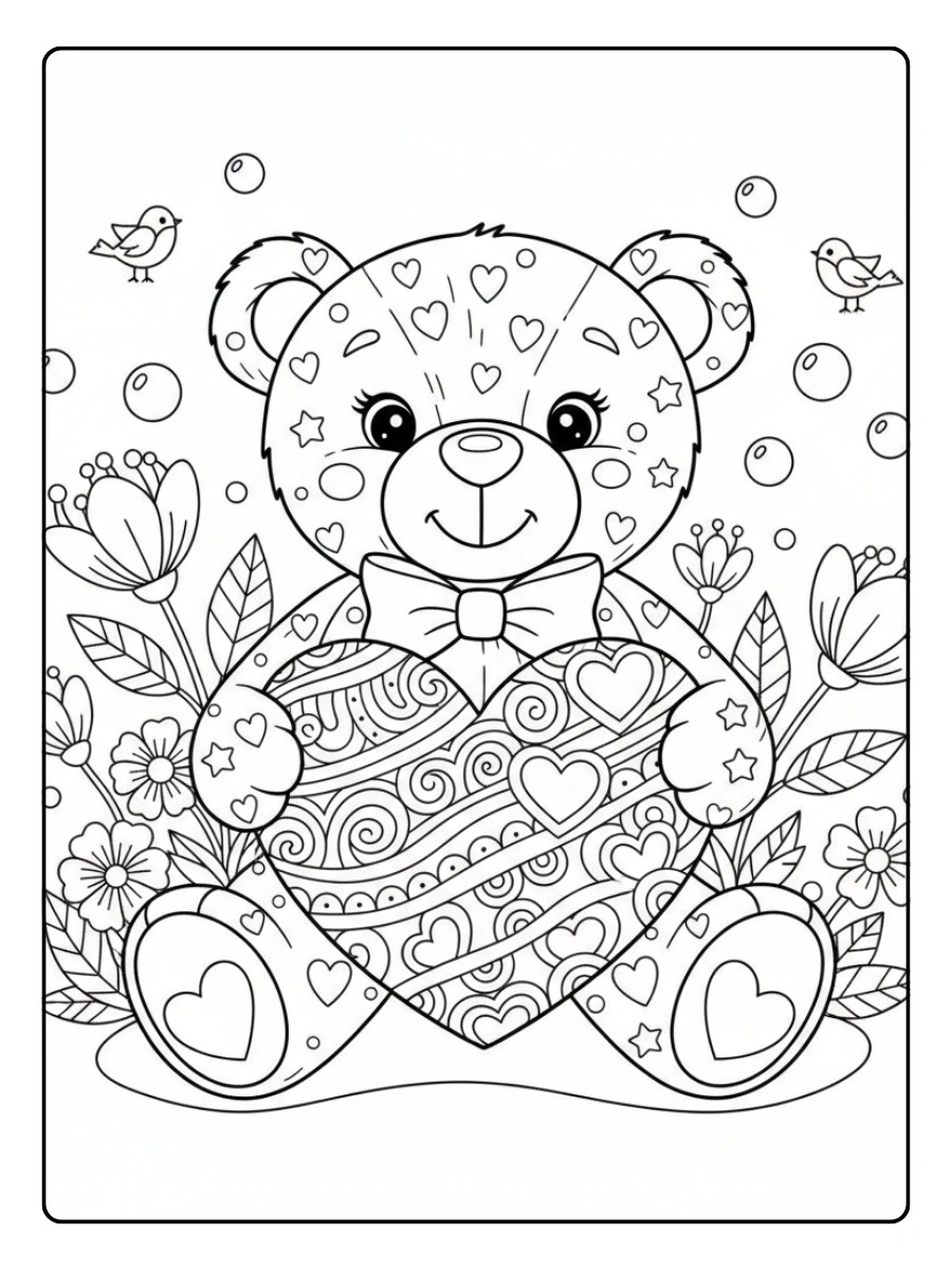 Valentine Cards Coloring Pages – Teddy Bear Love Card Valentine Cards Coloring Pages – Teddy Bear Love Card