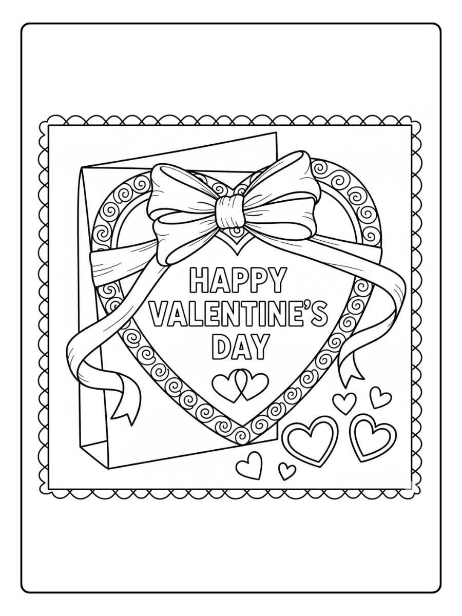 Valentine Cards Coloring Pages – Valentine Card with Bow Valentine Cards Coloring Pages – Valentine Card with Bow