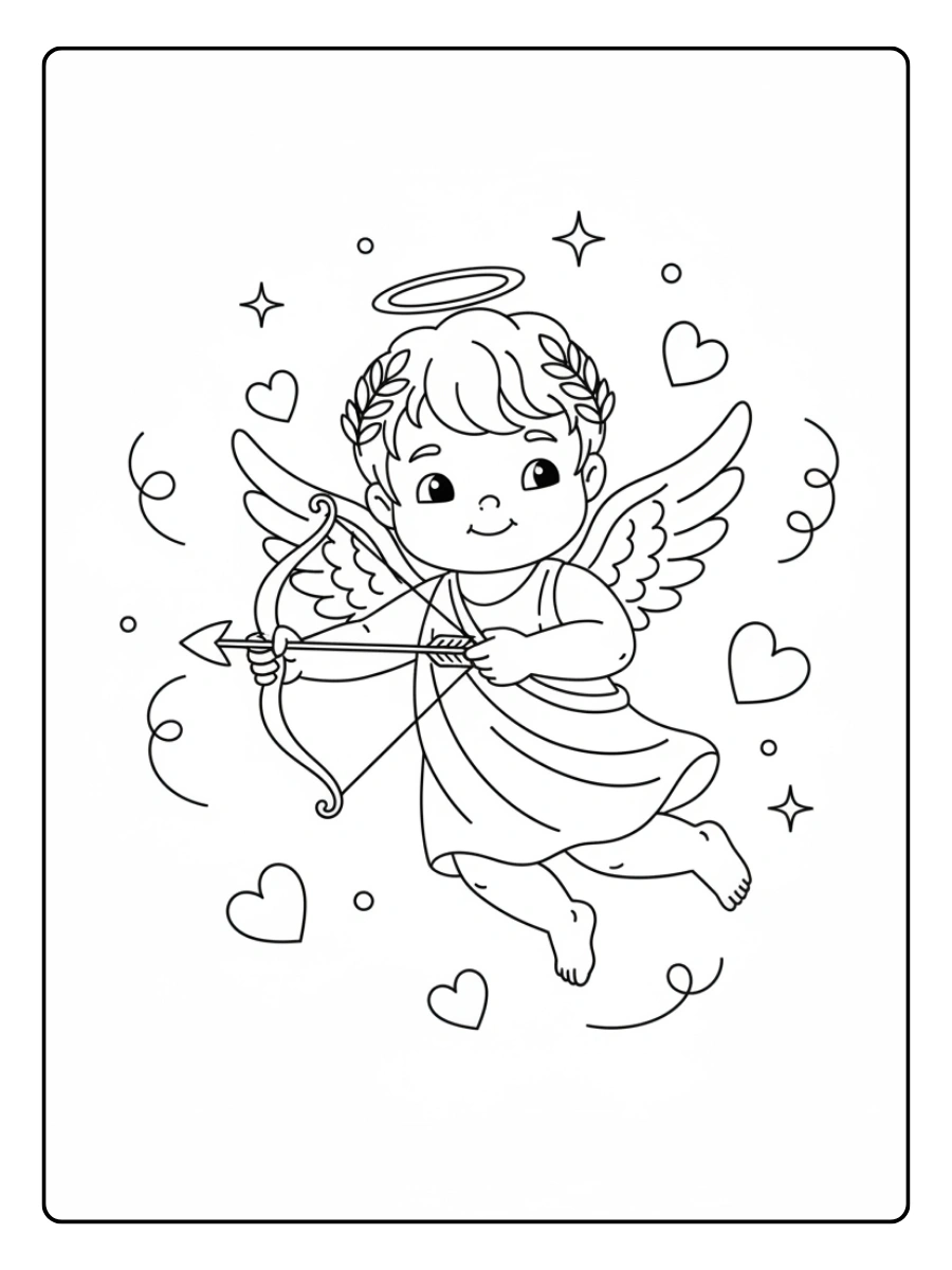 Valentines Coloring Pages – Cupid Angel