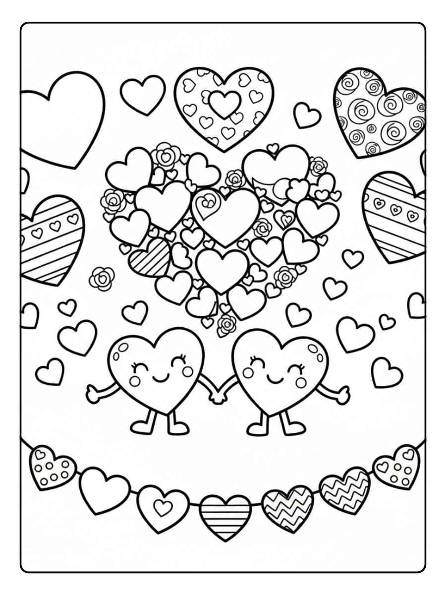 Valentines Coloring Pages – Cute Hearts