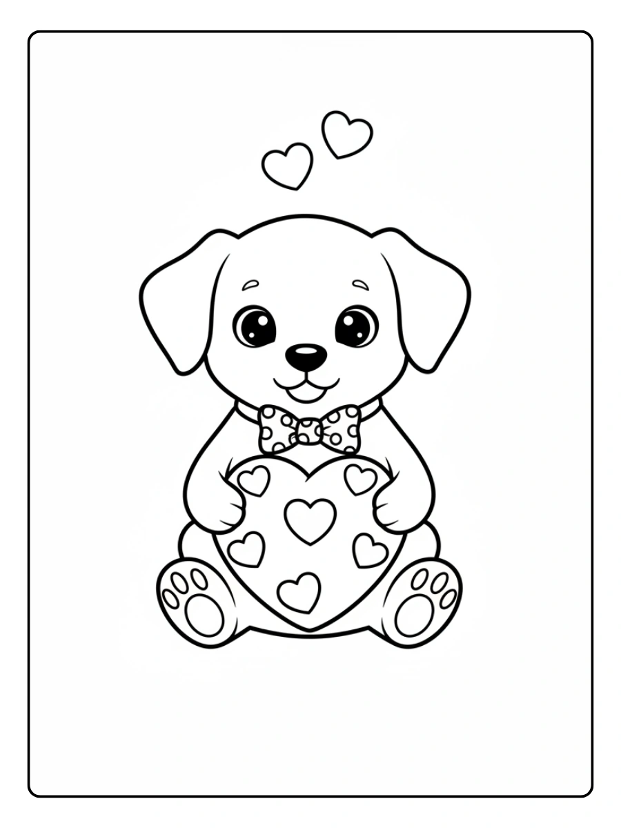 Valentines Coloring Pages – Cute Puppy Love