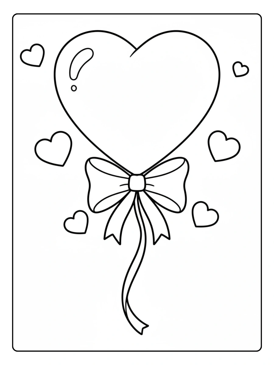 Valentines Coloring Pages – Heart Balloon