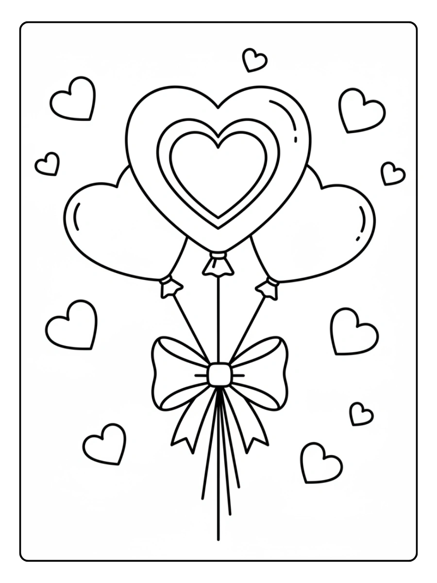 Valentines Coloring Pages – Love Balloons