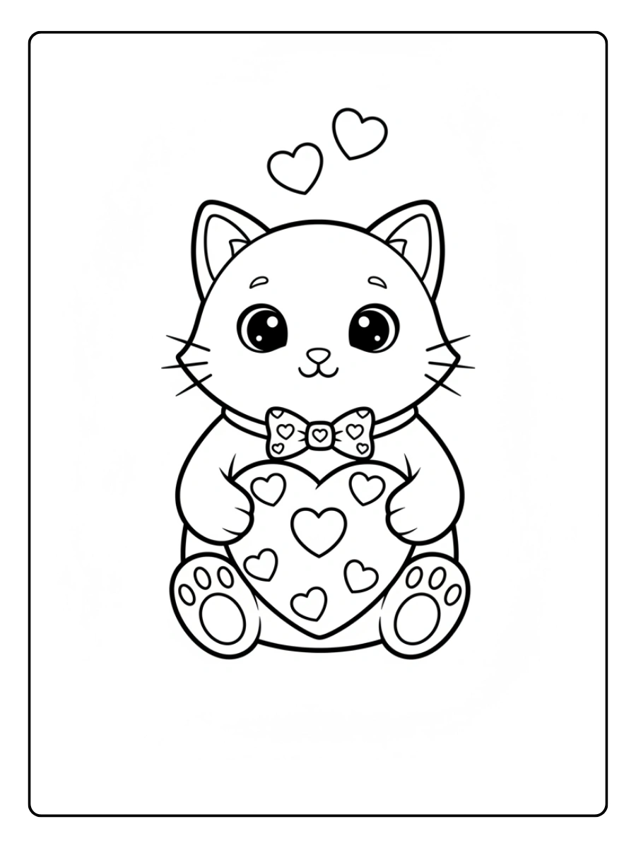 Valentines Coloring Pages – Love Cat
