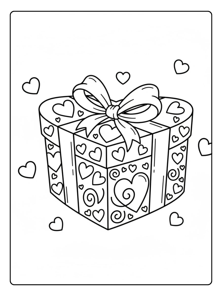 Valentines Coloring Pages – Love Present