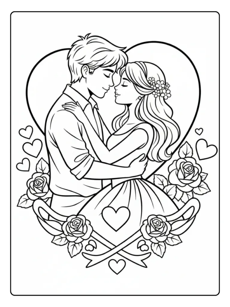 Valentines Coloring Pages – Romantic Couple