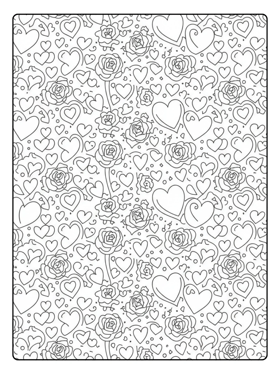 Valentines Coloring Pages – Romantic Pattern