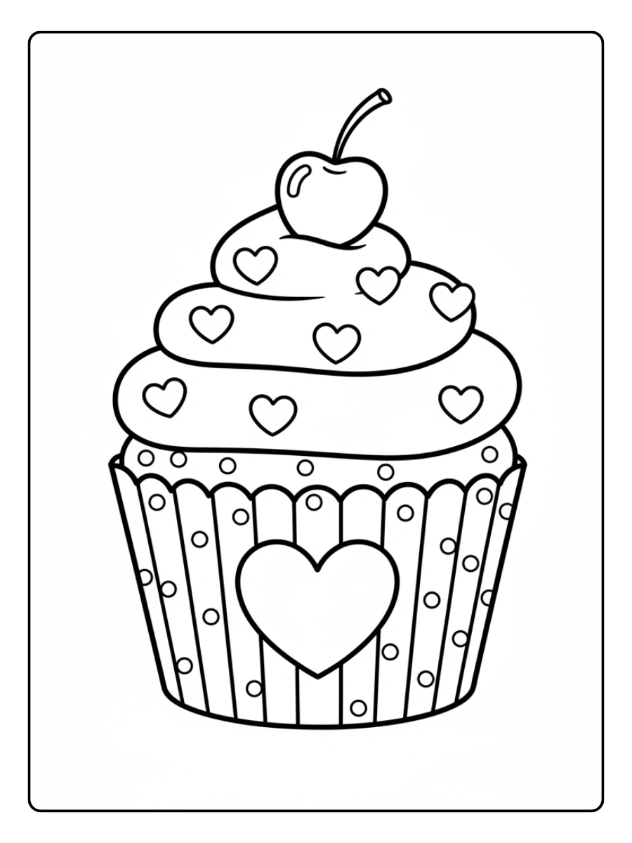 Valentines Coloring Pages – Valentine Cupcake